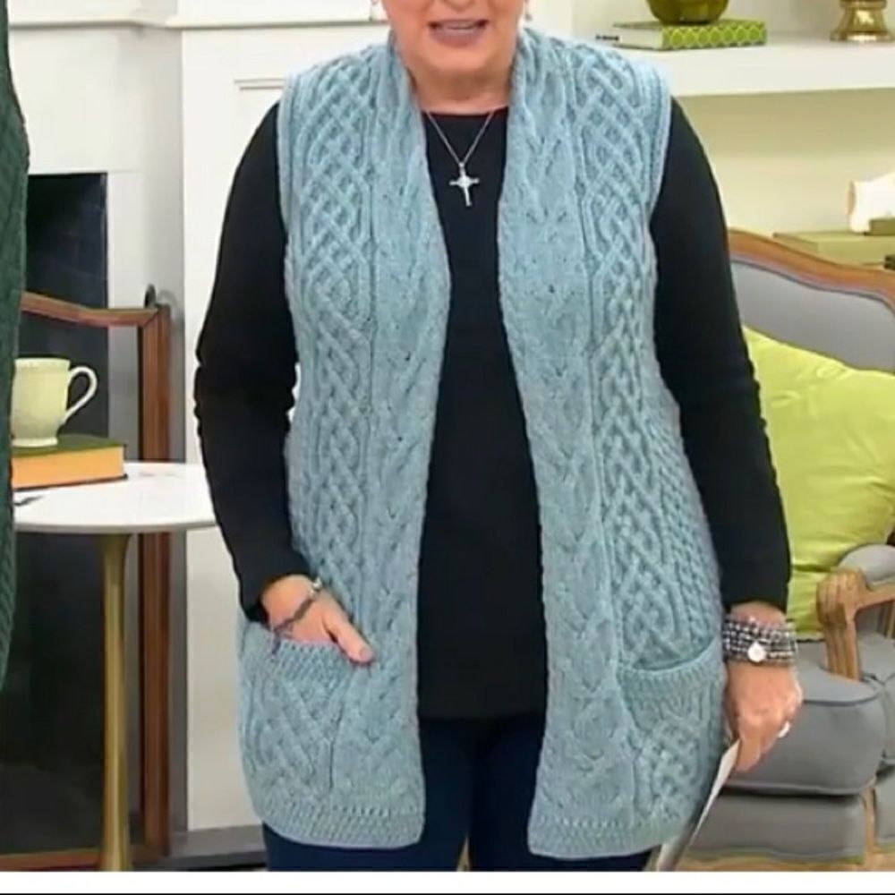 Kilronan Merino Wool Open Front with Pockets Vest